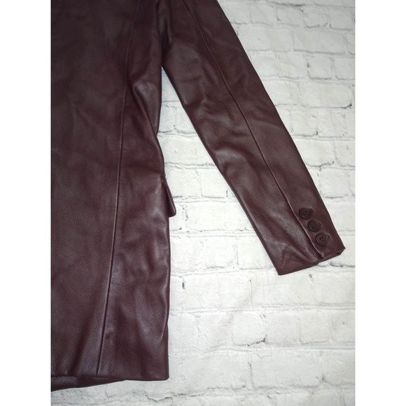 NWT BlankNYC Oversized Leather Blazer, Maroon, XS - Picture 8 of 9